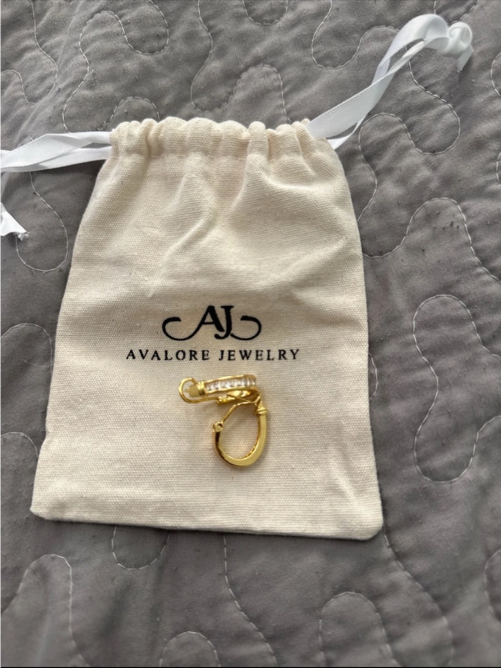 Avalore Gold Huggie Earrings with Clear Crystals